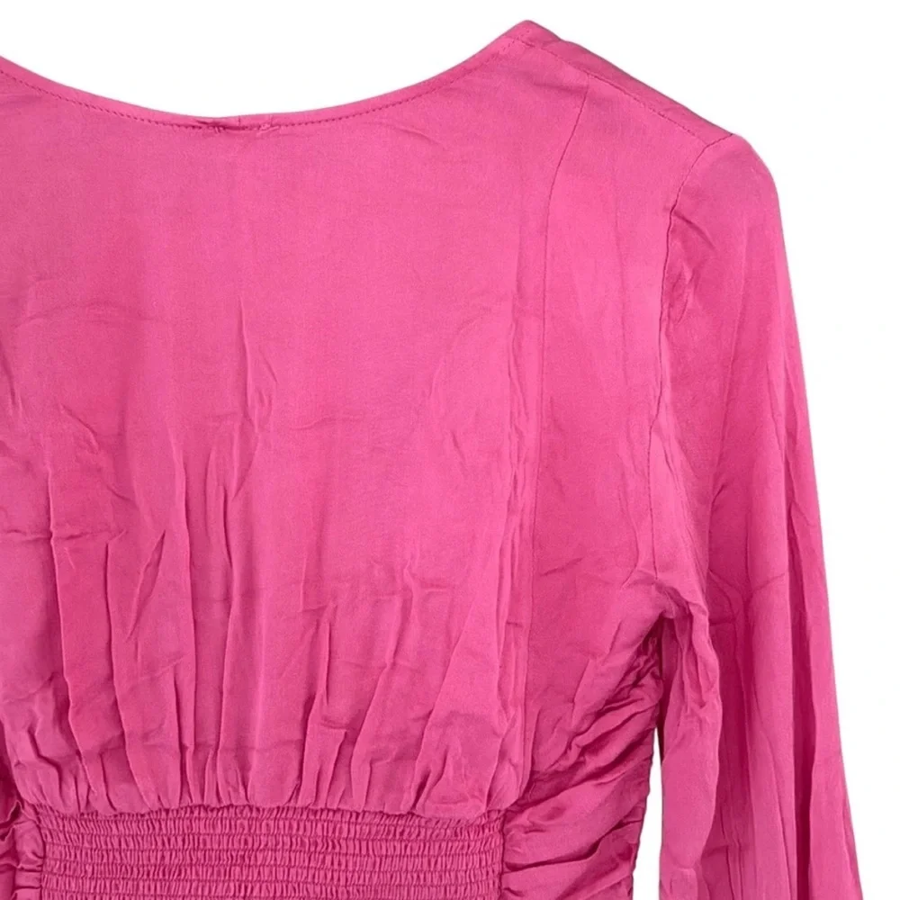 🔆 Free People Pink Ruched Crop Blouse - Size Small NWOT